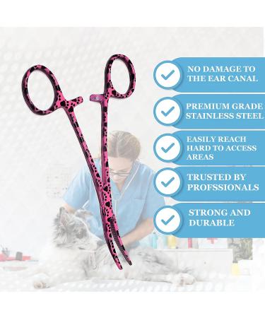 Dog Pet Ear/Nose Hair Puller Grooming Hemostat Locking Forceps Curved Pliers 5.5" (14cm) Full Serrated Clamps Stainless Steel (Pink Paws) Curved Pink Paws - Buy Online on GoSupps.com