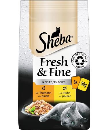 Sheba Fresh & Fine Cat Wet Food - Chicken & Turkey in Jelly | High-Quality Daily Variety - 36 x 50g Extra Small Portions - Buy Online on GoSupps.com