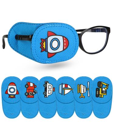 6 Piece Kids Eye Patches Reusable Eye Patch for Glasses Eyepatch for Children Treating Lazy Eye Strabismus Amblyopia Girl Boy Soft Eye Patch Blue To Cover Right Eye