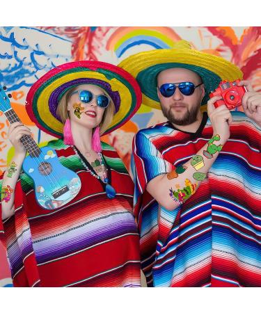 Cactus Temporary Tattoos - 12 Sheets, 140 Pieces | Mexican Themed Stickers for Fiesta Party Decoration, Kids & Adults - Buy Online on GoSupps.com