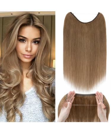 Silk-co Wire in Hair Extensions One Piece Natural Remy Human Hair Straight Half Head 20inch #06 Light Brown