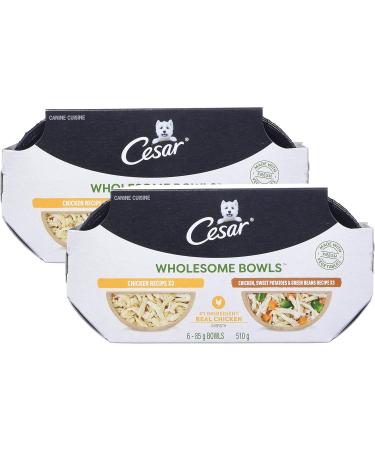 CESAR Wholesome Bowls Wet Dog Food - Chicken - Chicken Sweet Potato & Green Beans 6x85g Variety Pack Chicken - Chicken Sweet Potato & Green Beans 85 g (Pack of 6) - Buy Online on GoSupps.com