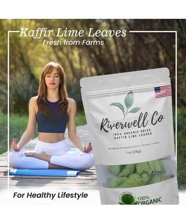 Organic Dried Kaffir Lime Leaves - California Grown | 28g (1 Ounce) Pack | Used in South-Asian and Thai Cuisine for Soups and Herbal Benefits - Buy Online on GoSupps.com