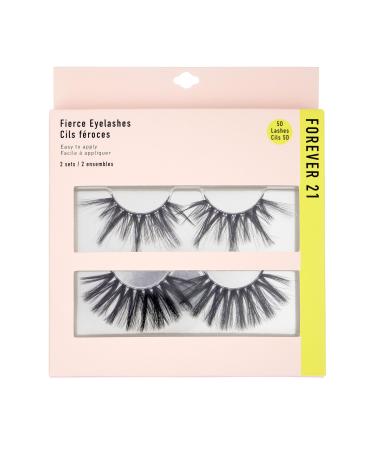 Forever 21 Eyelashes 2-Pack Fierce Eyelashes Set Voluminous False Lashes 5D Faux Lashes | F21 Beauty Eyelashes Womens Eyelashes Easy To Apply Makeup Artist Must Haves