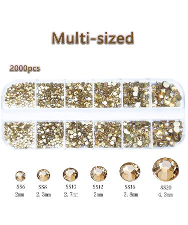2120Pcs Champagne Gold Crystal Nail Rhinestones | Flatback Glass Gems for DIY Crafts | Nail & Jewelry Decorations - Buy Online on GoSupps.com