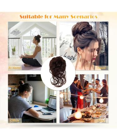 Brown Wavy Curly Hair Bun Extension with Hair Rope and Hairpin - Voluminous Bridal Hairstyle Chignon Updo Hairpiece - Buy Online on GoSupps.com