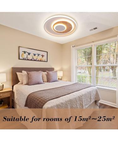 Fitzmia LED Ceiling Light | Dimmable Wood Ceiling Lamp with Remote | Modern 24W Round Light for Bedroom Living Room & Kitchen - Buy Online on GoSupps.com