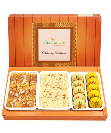 Ghasitaram Gifts Indian Sweets - Diwali Gifts Diwali Sweet - Soan Papdi Mawa Peda and Mysore Pak