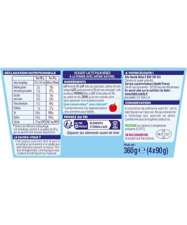 Nestl B b - P'tit onctueux Pomme sans sucres ajout s - d s 6 mois - 4 x 90g Pomme 4x90g - Buy Online on GoSupps.com