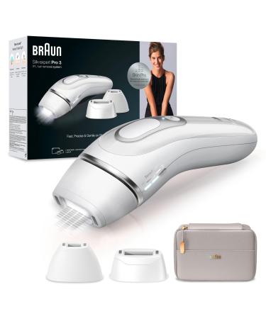 Braun IPL SILK Expert Pro 3 hair removal device women/men 3 attachments visible hair removal designed in Germany storage bag alternative to laser hair removal PL3230 white/silver Alt - PL3230