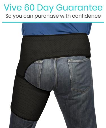 Vive Groin and Hip Brace - Sciatica Wrap for Men and Women - Compression Support for Nerve Pain Relief - Thigh Hamstring Recovery - Black 25 to 48 - Buy Online on GoSupps.com