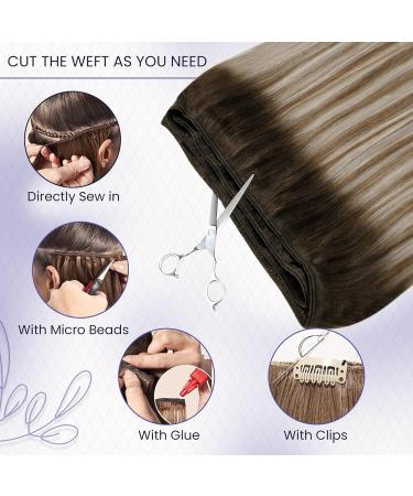 Buy Laavoo 55cm Real Hair Extensions - Ombre Blondes & Balayage Wefts | 100g #3/8/24 for Sew-In Styles - Buy Online on GoSupps.com