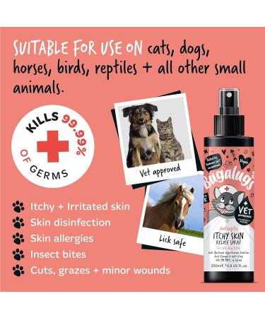 BUGALUGS Cat itchy skin relief Antiseptic spray 200ml for kitten cats & small animals - cat anti scratch cat spray is Antibacterial Antifungal & Antiviral use for cat acne - Buy Online on GoSupps.com