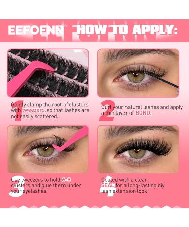 Buy Eefofnn Fluffy Lash Extension Kit - 240pcs DIY Individual Eyelashes 80D+100D Cluster Lashes Bond & Seal Glue Tweezers - 10-20MM D Curl Volume - Buy Online on GoSupps.com