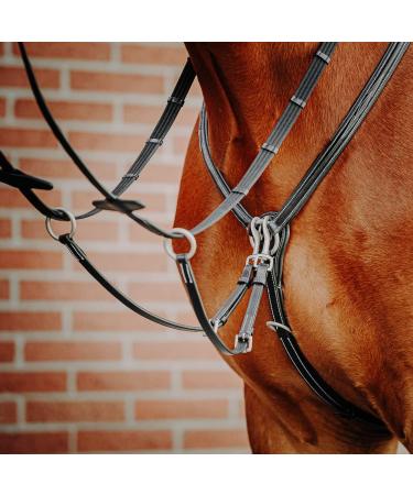 Buy SUNRIDE Windsor Genuine Leather Breastplate with Martingale for Horses - Elastic & Adjustable (Cob Black) - International Shipping Available - Buy Online on GoSupps.com
