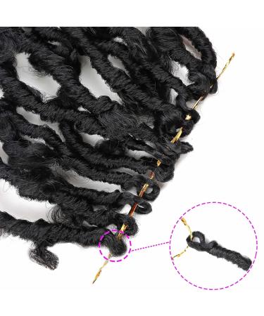 Flyteng Butterfly Locs Crochet Hair 12 Inch (Pack of 6) 1B - Soft Distressed Faux Locs Crochet Braids for Black Women - Buy Online on GoSupps.com