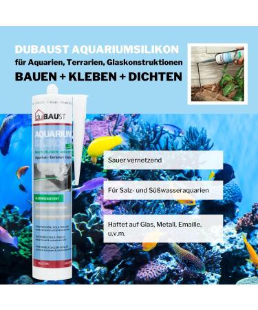 Dubaust Saq24 Aquarium Silicone 310ml - Premium Adhesive for Freshwater & Saltwater Aquariums Terrarium Glass Constructions (Transparent) - Buy Online on GoSupps.com
