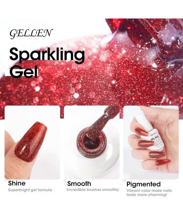 GELLEN Reflective Glitter Gel Nail Polish Set - 6 Holographic Colors for Trendy Sparkle DIY Manicure - Buy Online on GoSupps.com
