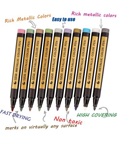MISULOVE Metallic Marker Pens - Set of 10 Colors for Black Paper, Rock Painting, Crafts, Ceramics - Medium Tip - Buy Online on GoSupps.com