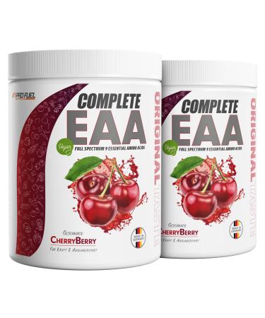 EAA powder 2x500g cherry - 12 500mg essential amino acids - Incredibly delicious & refreshing - Complete EAA with all 9 EAAS including Histidin - EAA Vegan Amino acids powder - Amino workout drink 500 g (2 Pack)
