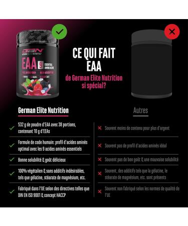  GEN GERMAN ELITE NUTRITION EAA powder 532g (38 servings) - The 9 essential amino acids incl. histidine & BCAA - Human Code formula - Vegan - Very good s - Buy Online on GoSupps.com