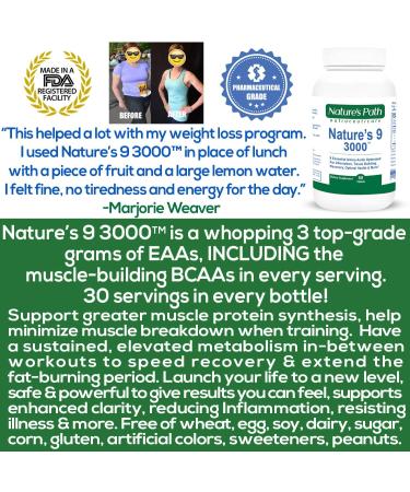 Nature's 9 Essential Amino Acids Supplement - Vegan EAA Complex - 90 Pills x 1 Gram - 90 Count Pack - Buy Online on GoSupps.com