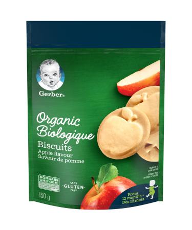 GERBER Organic Biscuits Apple Baby Snacks Biscuits 10+ Months 150 g 6 Pack