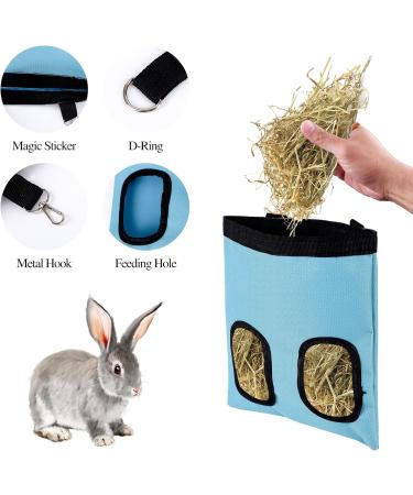 Rabbit Hay Feeder Bag Guinea Pig Hay Feeder Storage Racks 600d Oxford Cloth Fabric Hanging Feeding Hay for Hamsters Bunny Small Animals (Blue) - Buy Online on GoSupps.com