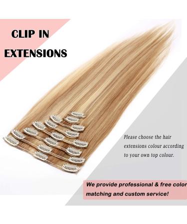 Clip In Extensions Real Hair Light Ashblond/Wei blond #18/613 - 8 Tressen 18 Clips - 80g 45cm Remy Hair Extensions for Instant Volume - Buy Online on GoSupps.com