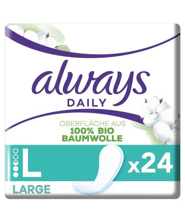 Always Cotton Protection Large 24 panty liners surface made of 100 percent organic cotton 24 pieces (1 pack)