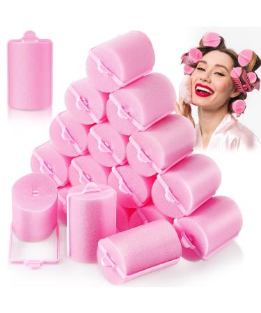18 Pieces Sponge Hair Rollers Large Soft Foam Hair Styling Curlers 40 mm Large Size Hairdressing Curlers for Women and Kids 1.6x2.8 Inch (Pack of 18) Pink