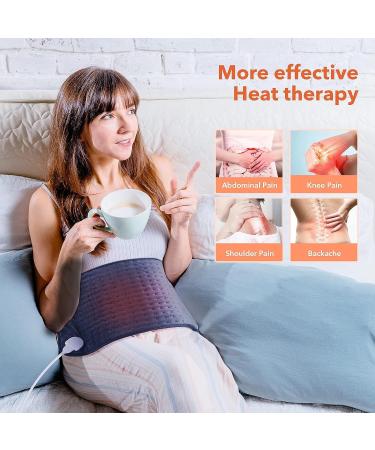Toberto Electric Heating Pad for Back Pain Relief - 12x24 Ultra Soft Large Heated Pad - 6 Heat Settings, 4 Timer Auto Shut Off - Navy Blue - Buy Online on GoSupps.com