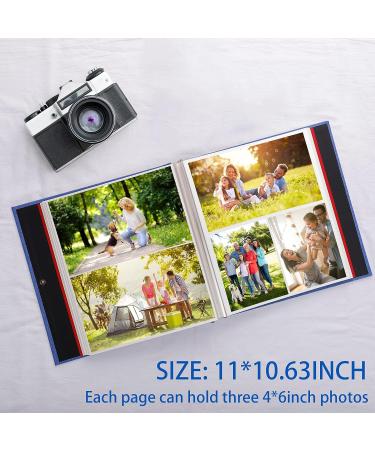 Hautoco Large Self-Adhesive Photo Album for 4x6 and 8x10 Pictures - 60 Pages Scrapbook with Metallic Pen - Blue - Buy Online on GoSupps.com