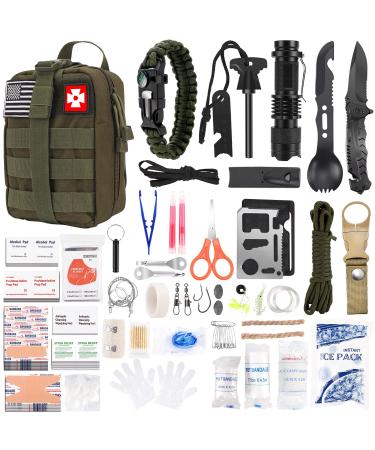 for Man Dad Husband, 210 PCS Survival First Aid kit, Professional Survival Gear Camping Essentials Emergency Medical Goods for Camping Boat Home Car Disaster Adventure Khaki