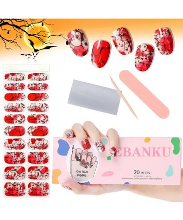 Halloween Gel Nail Polish Strips EBANKU 20 Stickers Halloween Gel Nail Polish Stickers Fulll Wraps Nail Art Stickers Skull Blood Gel Stickers with Nail File and Stick - Buy Online on GoSupps.com
