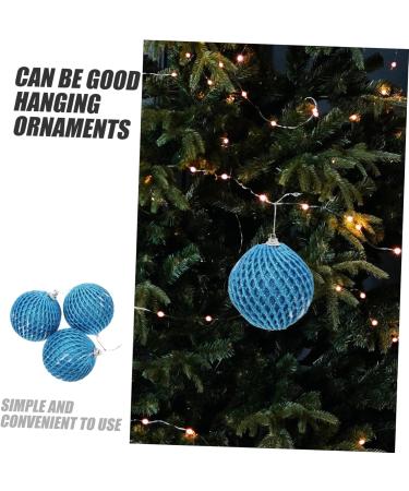 Zerodeko 3pcs Christmas Foam Ball Christmas Window Pendant Wrapped Hanging Ball Party The Tree Sticky Powder Blue 8X8X8CM - Buy Online on GoSupps.com