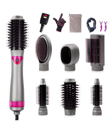6 in 1 Hair Dryer Brush, Blow Dryer Brush Styler,Salon Negative Ionic Electric Hot Air Brush, Hair Straightener&Curly Hair Comb, Detachable Brush Hair Dryers for Women, Girlfriend Gifts