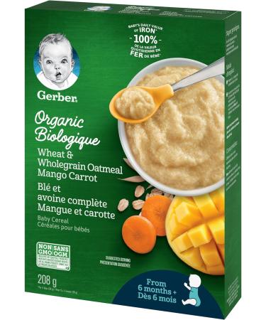 GERBER Organic Wheat & Wholegrain Oat Mango Carrot Baby Cereal - Buy Online on GoSupps.com