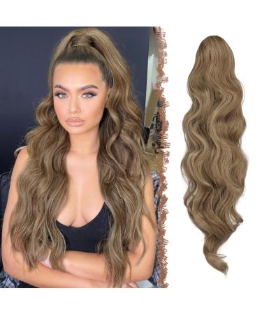 Fine ponytail hair extension hair extension with cord strain ponytail extension synthetic wavy curly curly curly caramel brown mixture ashblond ponytail extension for women 60cm 60 cm caramel brown ashblond - Buy Online on GoSupps.com
