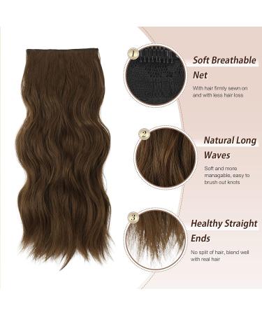 Feshfen Clip-In Hair Extensions - 4PCs 50cm Chestnut Brown Wavy Synthetic Hair - 180g Full Volume for Women - Buy Online on GoSupps.com