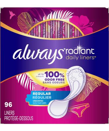 Always Radiant Liners Unscented 96 Count x 4 Packs (384 Count) - Packaging May Vary - Buy Online on GoSupps.com
