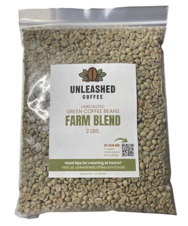 Unleashed Coffee | Unroasted Farm Blend | Arabica Whole Bean Coffee | Direct Trade Green Coffee Beans for Roasting | Small Lot, Farm Fresh Gourmet Coffee (Farm Blend, 2 LB) 2 Pound (Pack of 1) Farm Blend