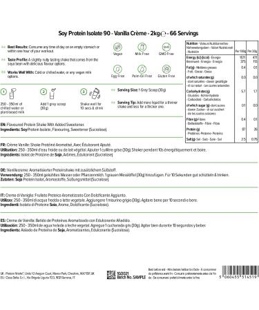 Soy Protein 90 Isolate Powder | 100% Plant-Based | Low Fat | No Added Sugar | Gluten-Free | Vanilla Cr me | 2kg - Buy Online on GoSupps.com