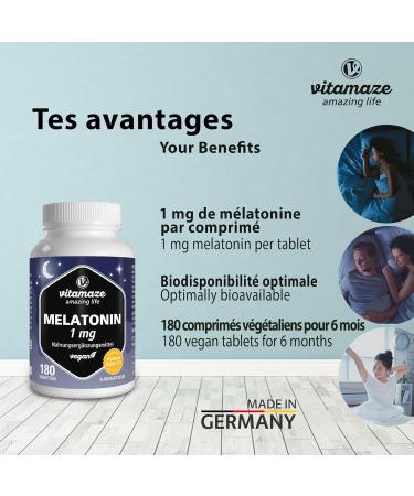 Melatonin Sleep Adult 180 Vegan Micro-Tablets (6 Months) Fast and Restorative Sleep 1mg of Melatonin per Daily Dose No Undesirable Additives - Buy Online on GoSupps.com