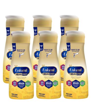 Enfamil NeuroPro Ready-to-Use Baby Formula, Ready to Feed, Brain and Immune Support with DHA, Iron and Prebiotics, Non-GMO, 32 Fl Oz Bottle, Pack of 6 32 Fl. Oz Bottle (Pack of 6)