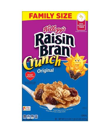 Kellogg's Raisin Bran Crunch Cereal 22.5oz - Family Size, Fiber & Heart Healthy - Buy Online on GoSupps.com