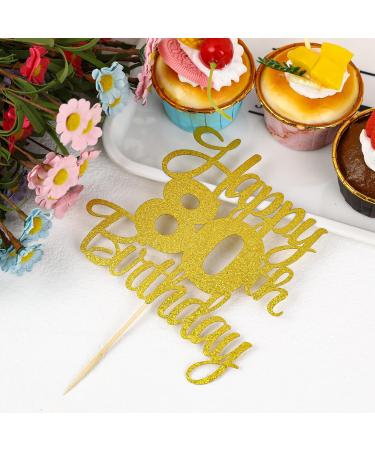 Happy 80th Birthday Cake Topper 80th Birthday Decorations 80th Birthday Cake Topper Gold Happy Birthday Cake Toppers 80 Year Old Birthday Decorations Party Cake Decorations - Buy Online on GoSupps.com