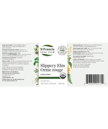 St. Francis Herb Farm Slippery Elm Herbal Tincture Liquid | Helps to Relieve Inflammation of the Gastrointestinal Tract | Anti-Inflammatory | Organic | Non-GMO | Lactose-Free | (250ml) - Buy Online on GoSupps.com