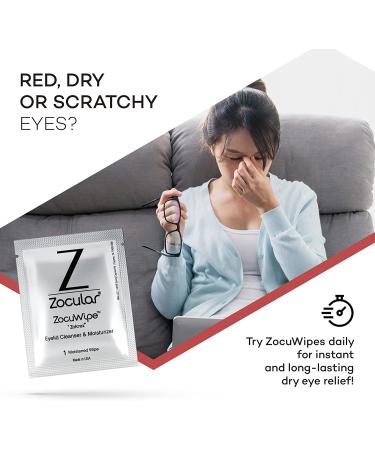 Zocuwipe Eyelid Wipes with Okra Complex - Eyelid Cleanser and Moisturizer Pads for Irritated Dry Eyes | Blepharitis Treatment - 30ct 30 Count Pack - Buy Online on GoSupps.com