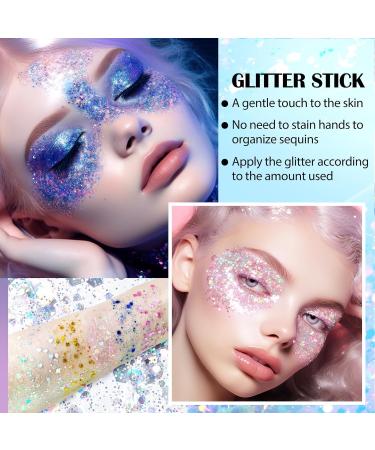  Prreal Body Glitter Holographic Glitter Eyeshadow Eyeshadow for Rave Accessories Christmas Festival Makeup (Pink) - Buy Online on GoSupps.com